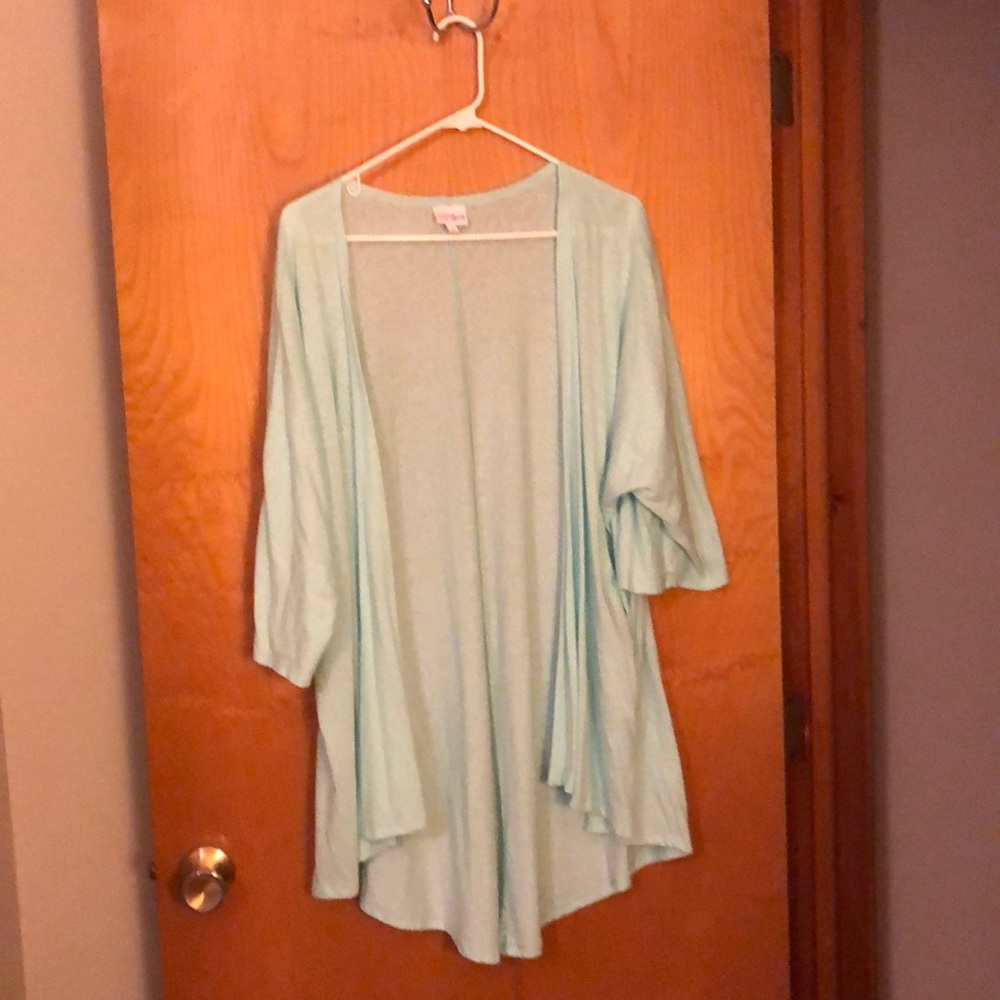 Light teal heathered M LuLaRoe Lindsey Cardigan